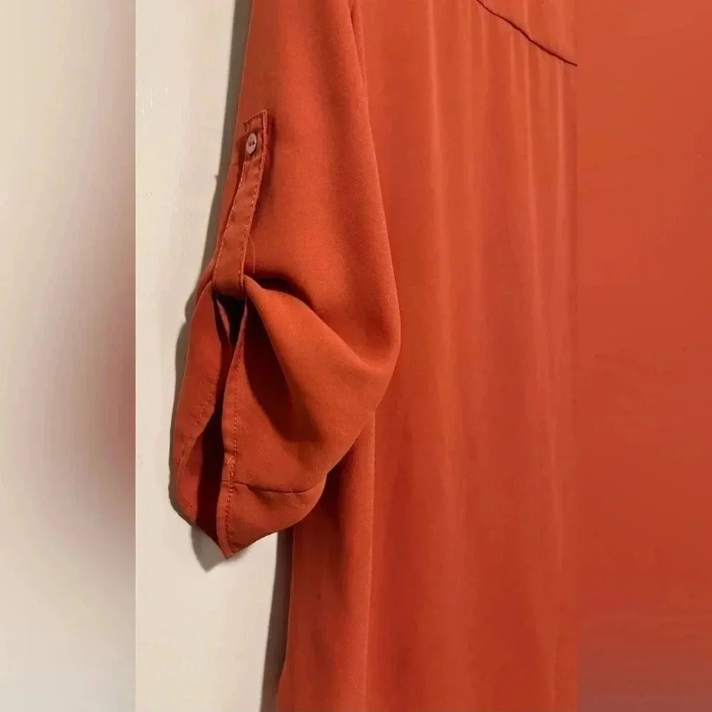 Impressions Rust Button Up Blouse Size M - image 4